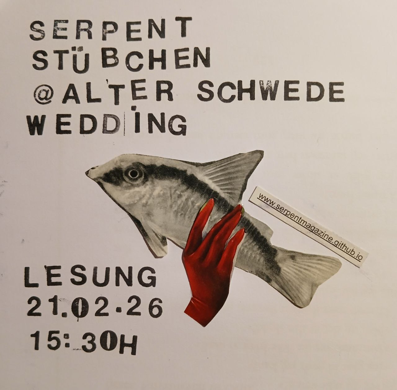 Flyer für Lesung am 21.02.26 im Alten Schweden.